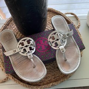 Tory Burch miller sandals silver pebble